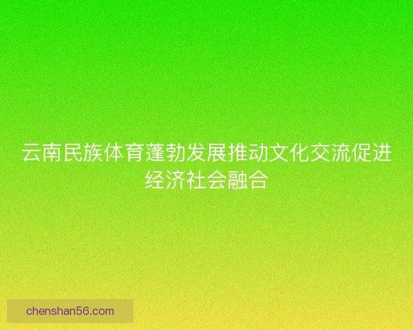 云南民族体育蓬勃发展推动文化交流促进经济社会融合
